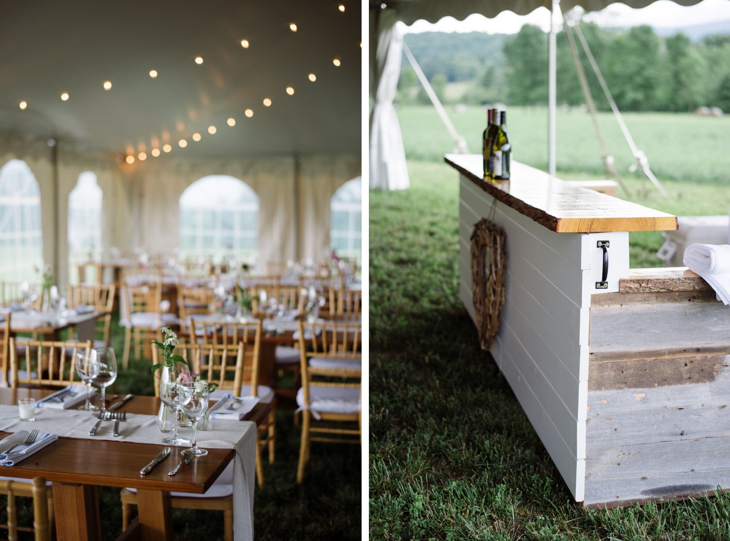 Tented wedding in a private backyard in New Haven, Vermont
