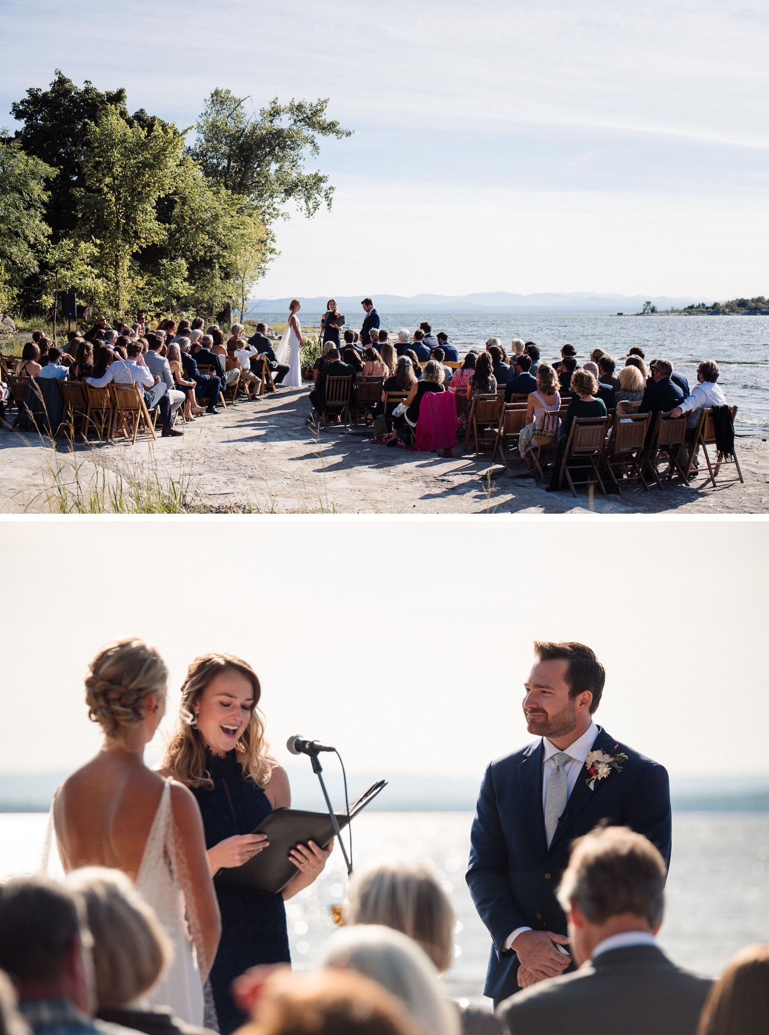 Outdoor wedding ceremony on Lake Champlain