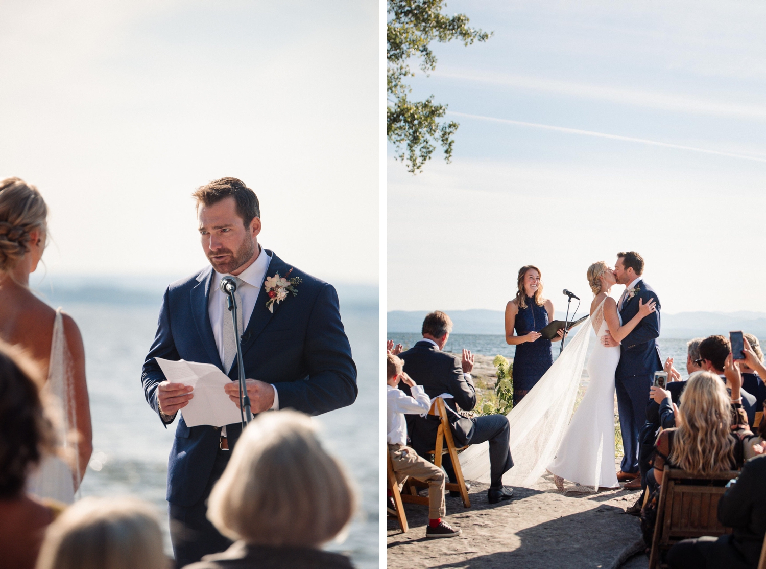 Outdoor wedding ceremony on Lake Champlain