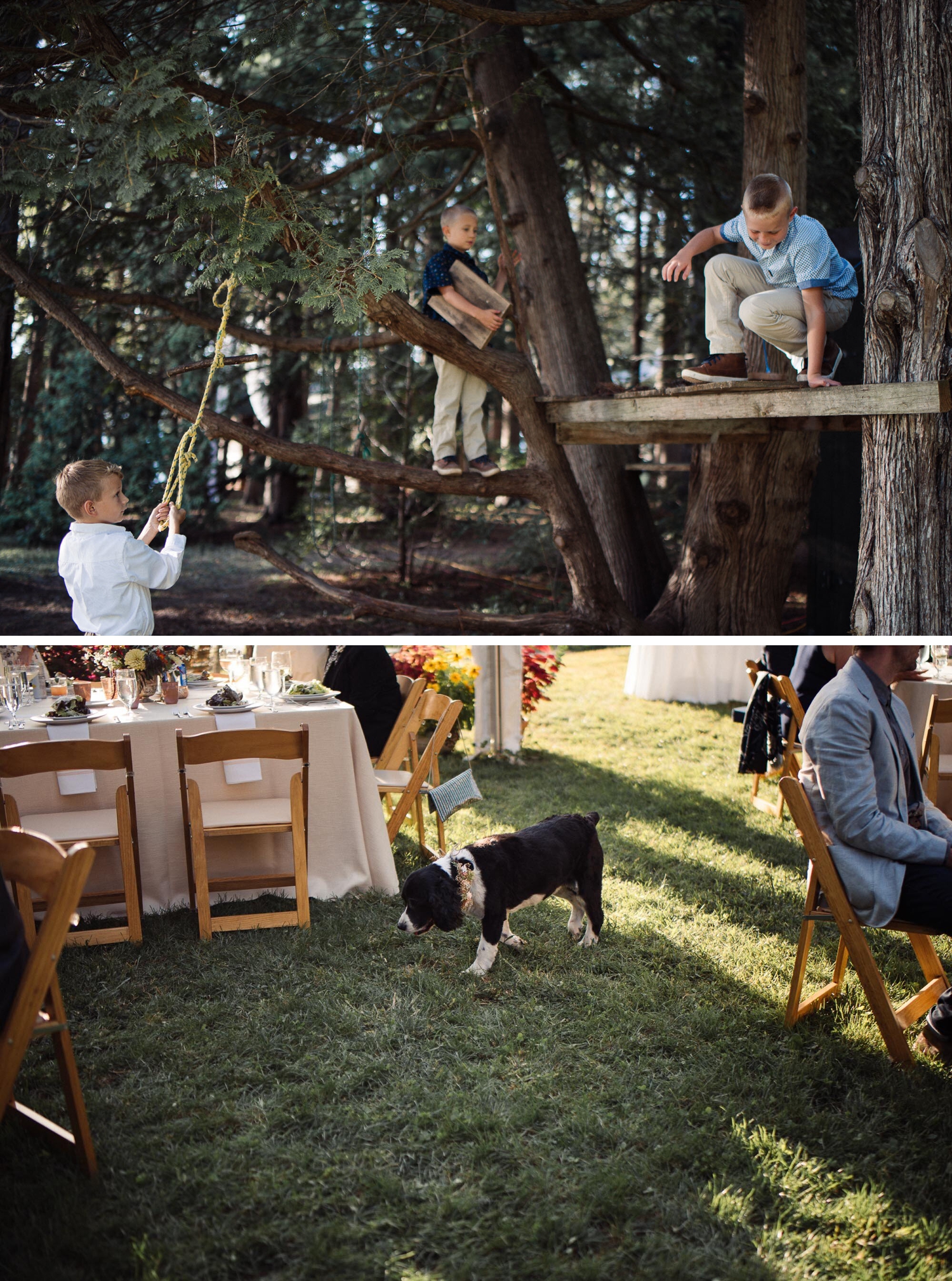 Outdoor wedding reception on Lake Champlain