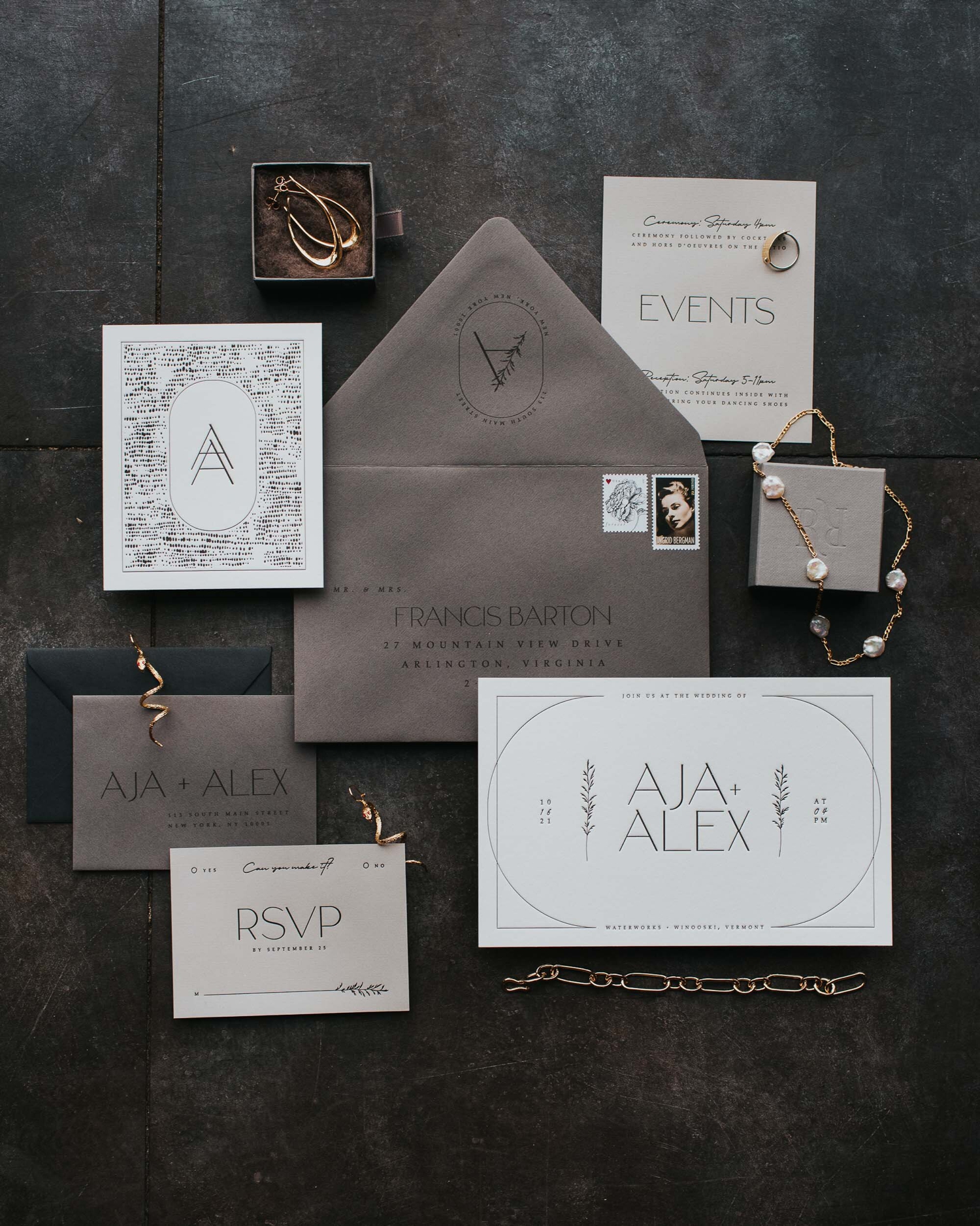 Modern letterpress elopement invitations by Christa Alexandra Designs