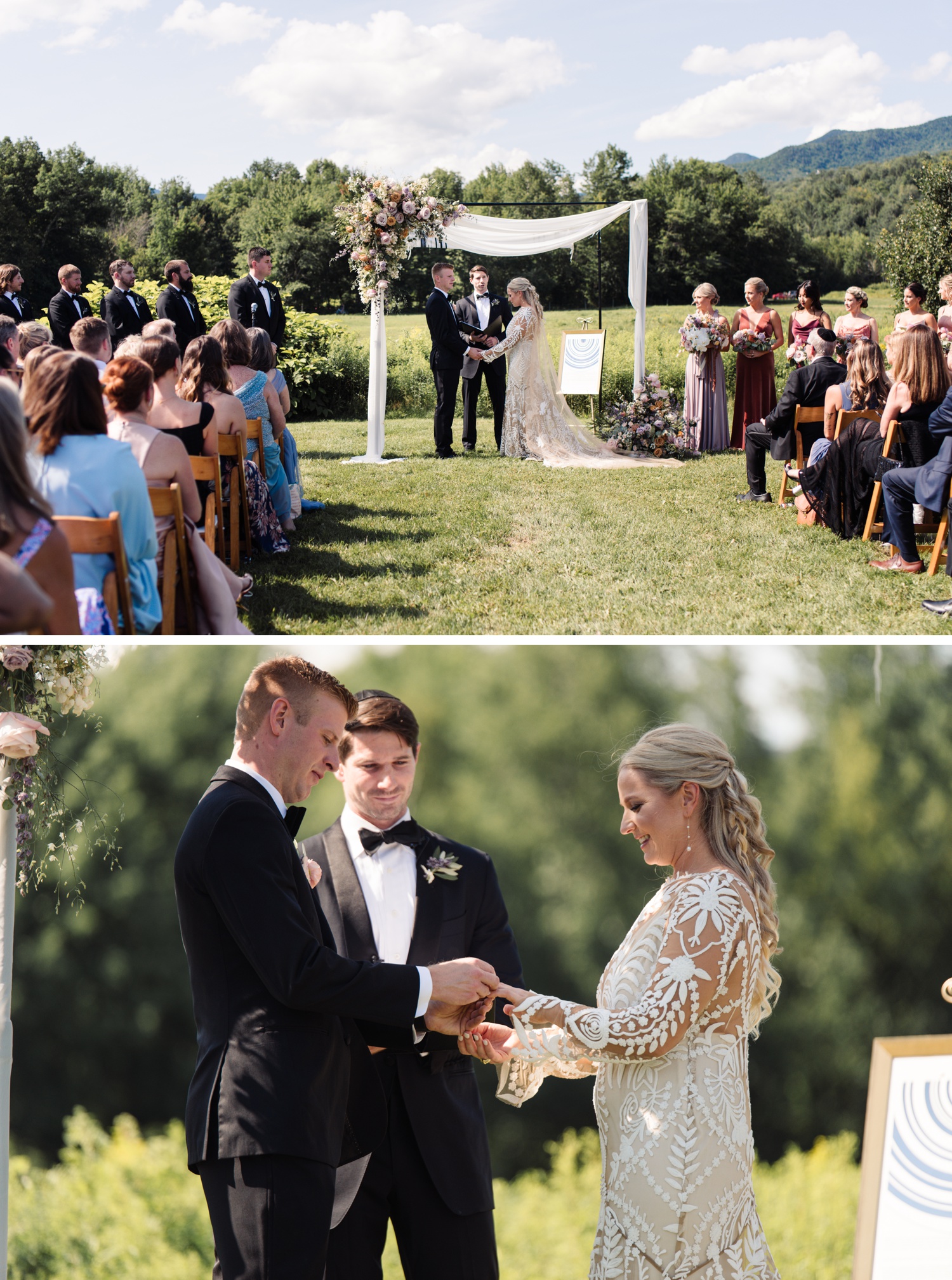 Summer outdoor wedding ceremony at Topnotch Resort