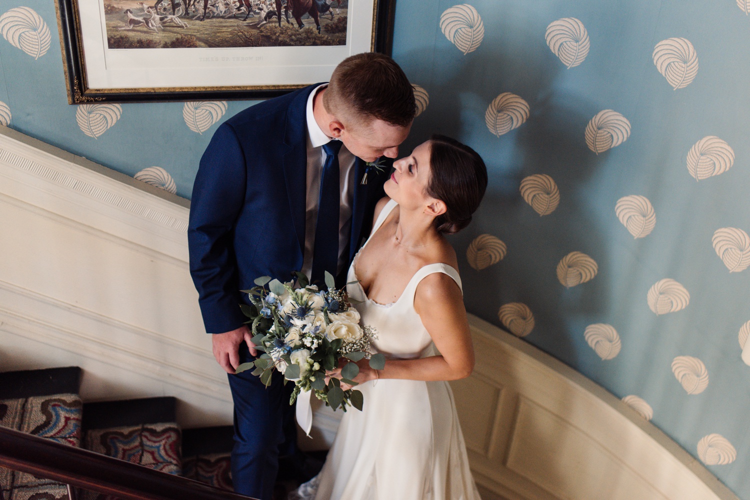 Bridal portraits at The Brick House at Shelburne Museum with classic New England style