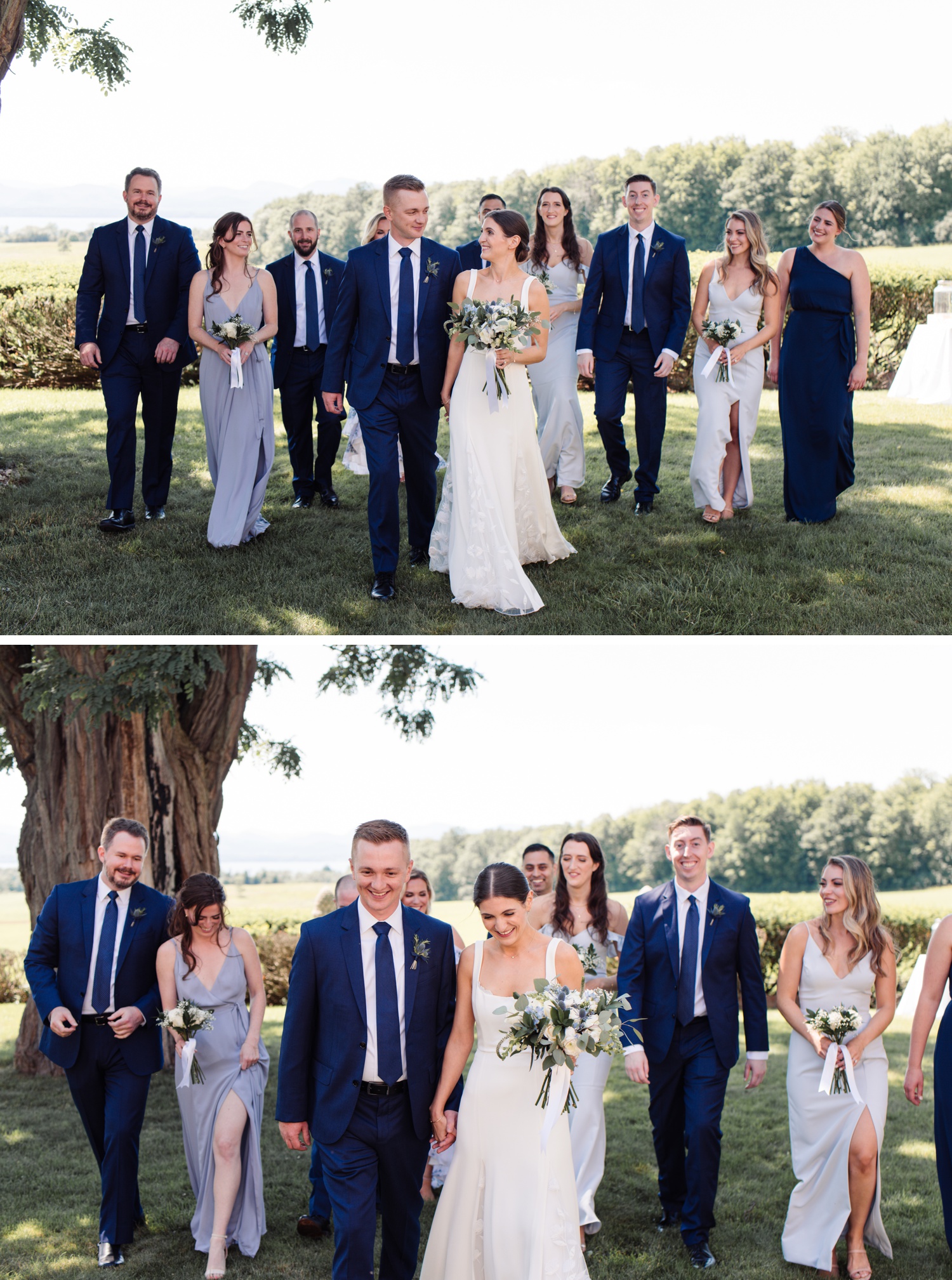 Bridal party portraits at The Brick House at Shelburne Museum