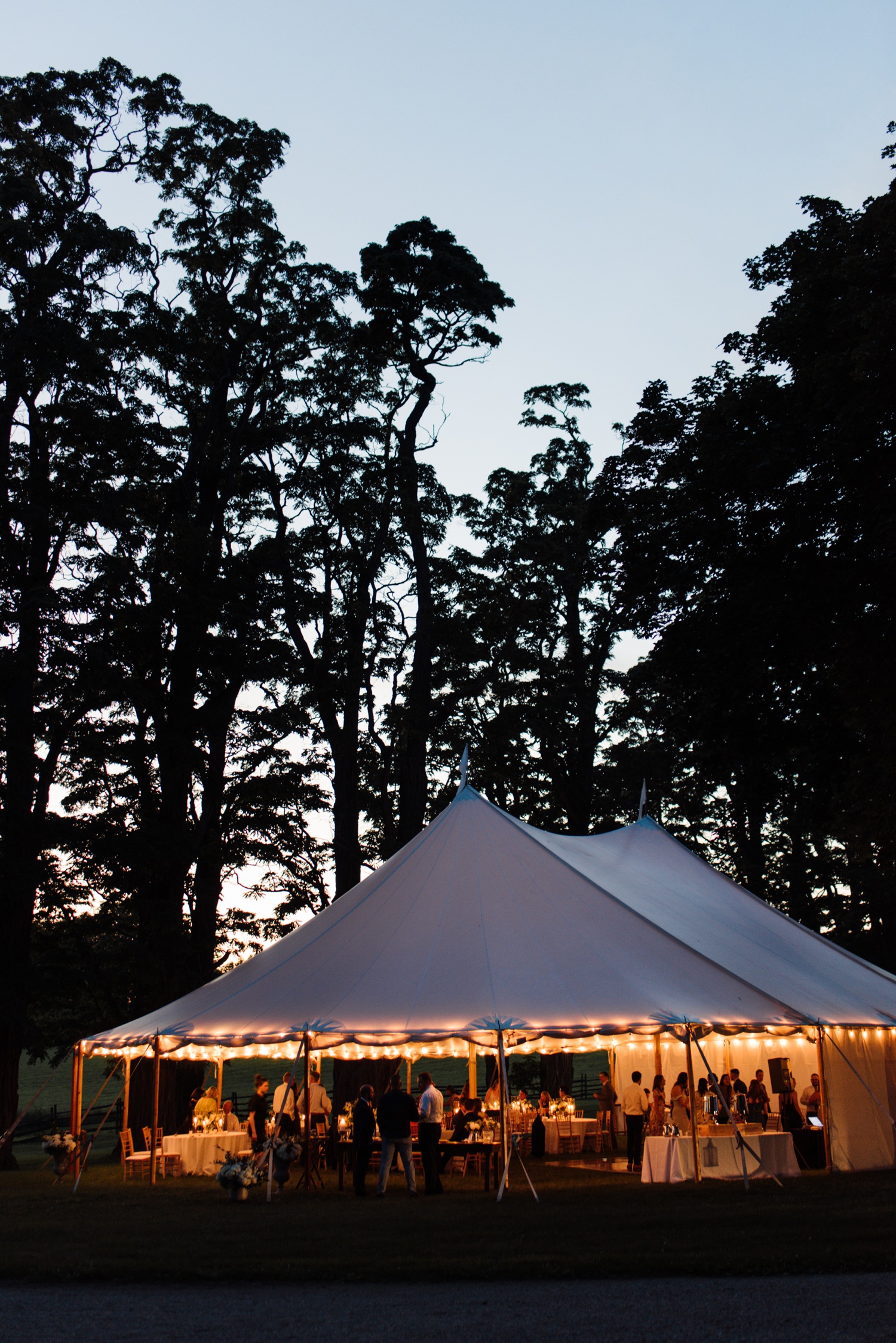 Tented reception at The Brick House at Shelburne Museum