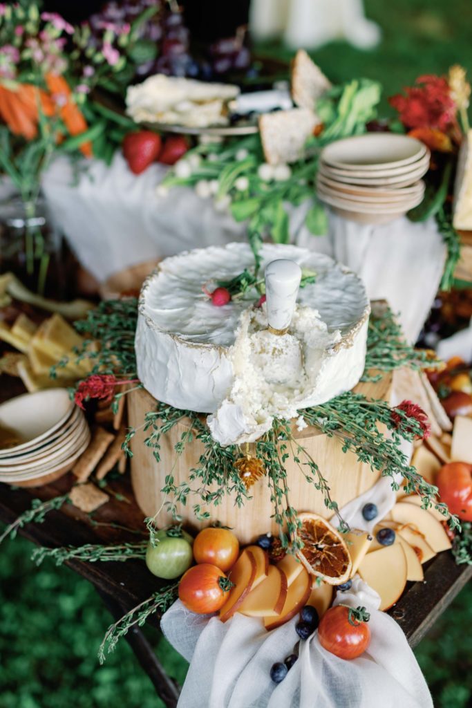 charcuterie board by crisp catering events at luxury wedding