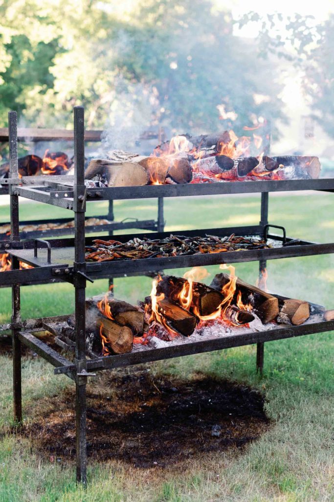 wood smoked meal by crisp catering events at private estate wedding vt