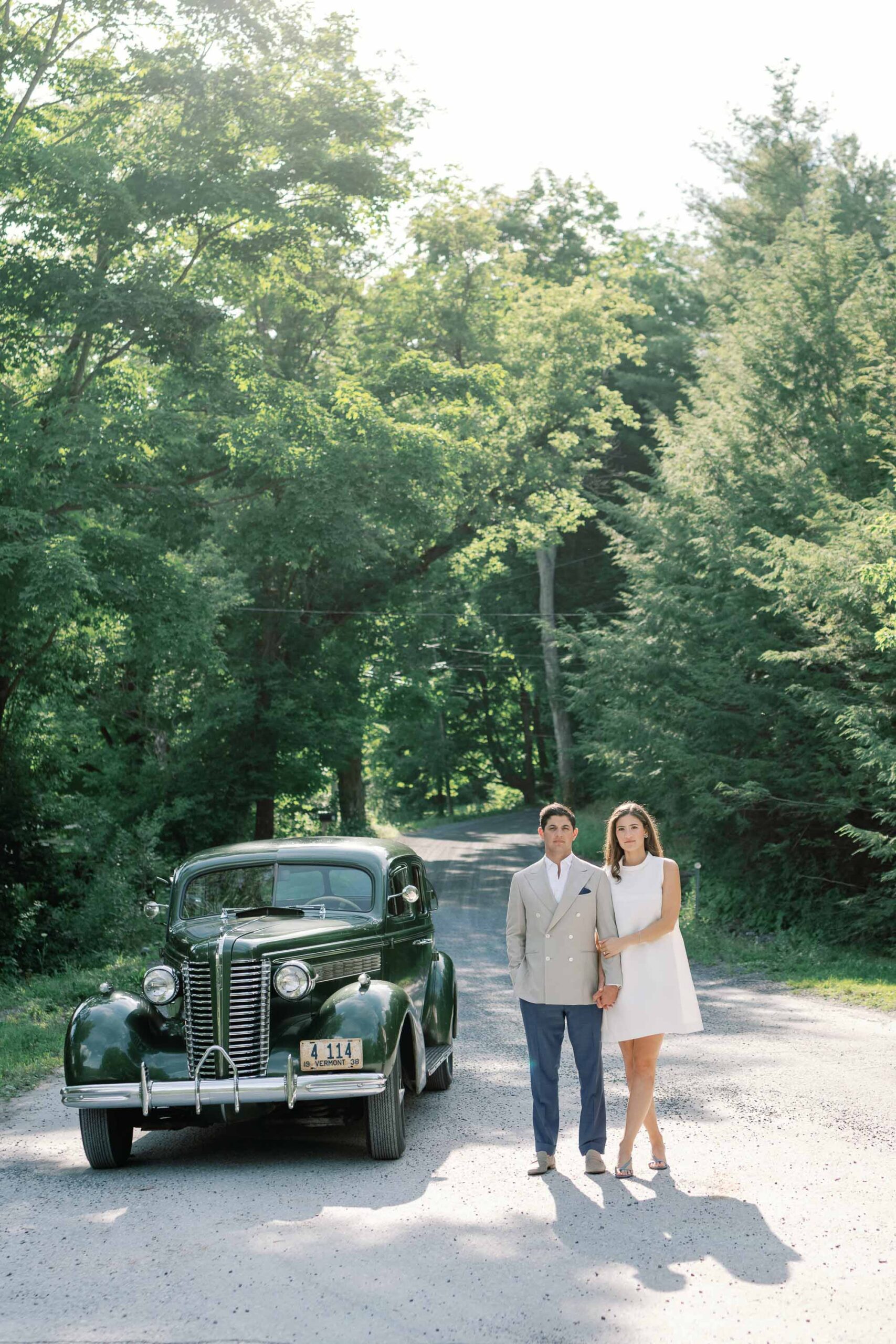 Step into this timeless black tie wedding at Hildene, the Lincoln Family Home in Manchester, Vermont. With a vintage 1938 Buick entrance to the welcome party