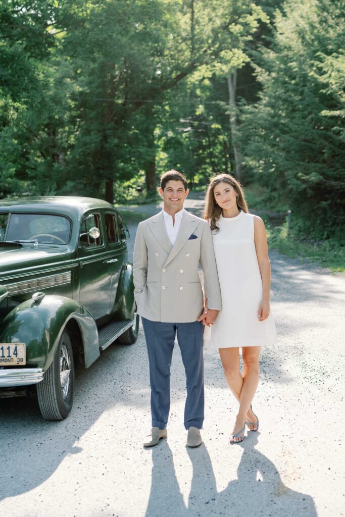 Step into this timeless black tie wedding at Hildene, the Lincoln Family Home in Manchester, Vermont. With a vintage 1938 Buick entrance to the welcome party