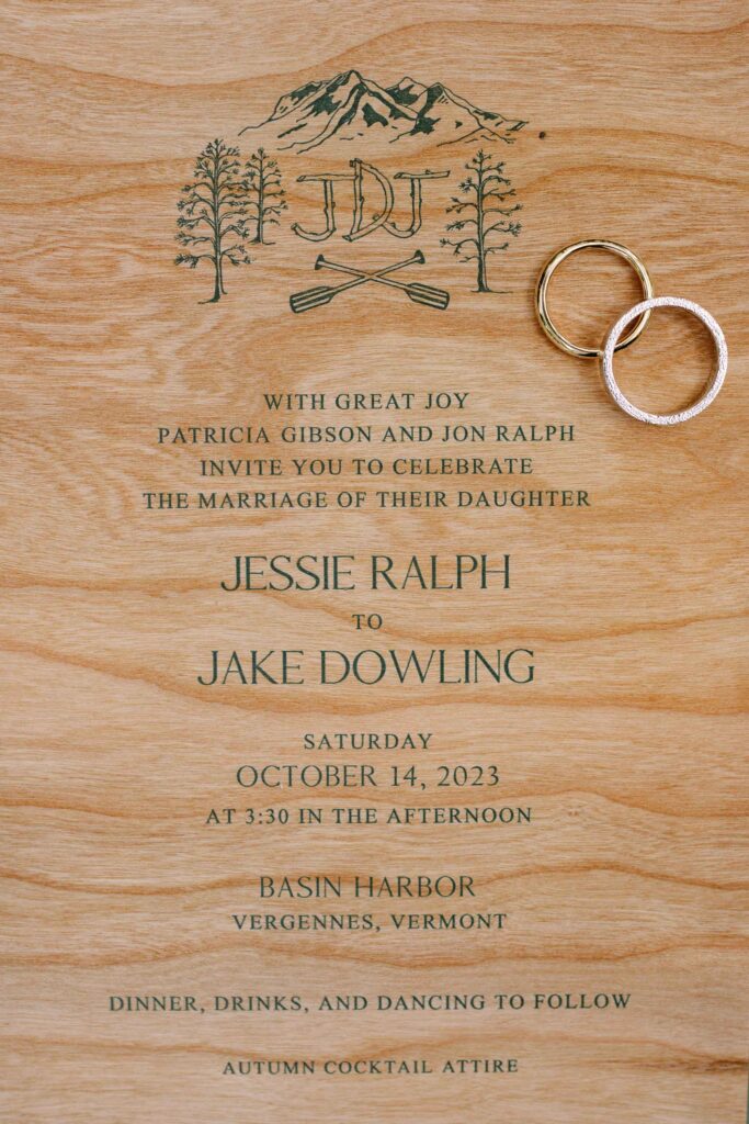 Basin harbor club wedding in Vermont invitation camp wedding