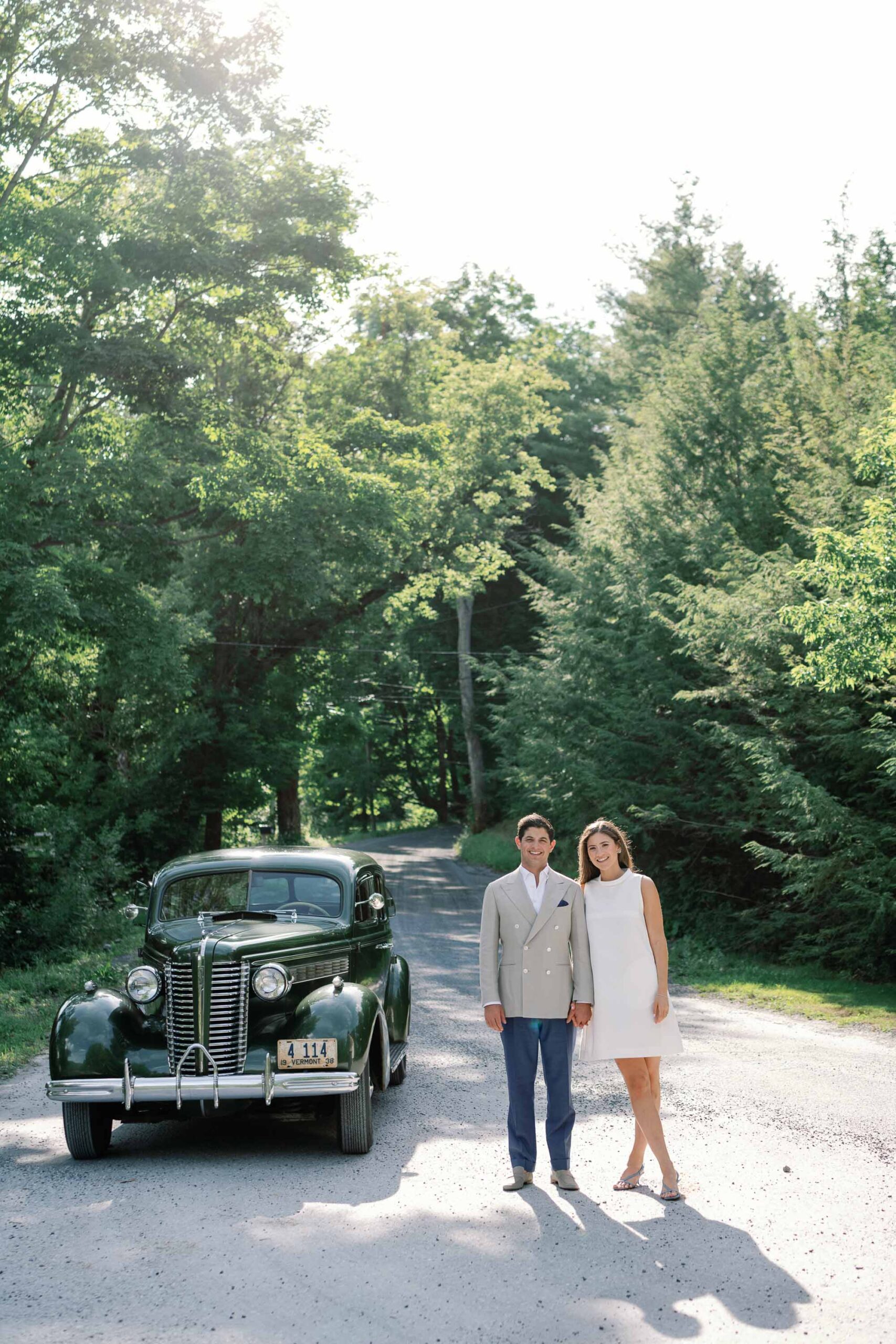 hildene vintage car wedding portrait in manchester vermont
