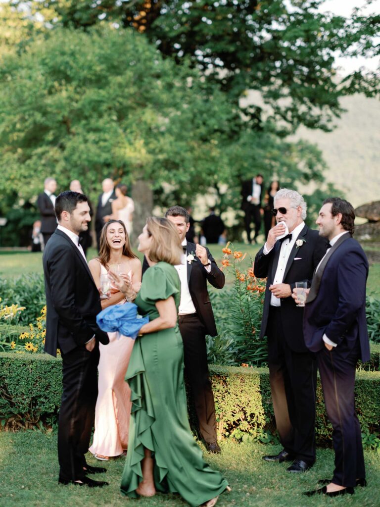 a timeless black tie wedding at Hildene, the Lincoln Family Home in Manchester, Vermont cocktail hour