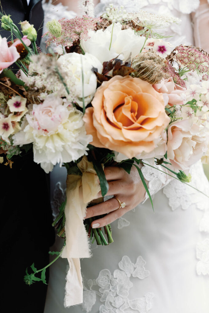 riverside farm vermont wedding in the fall with birds of a flower design
