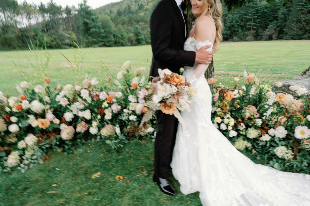 riverside farm vermont wedding in the fall with birds of a flower design