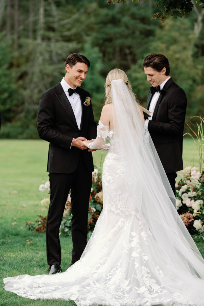 riverside farm vermont wedding in the fall with birds of a flower design