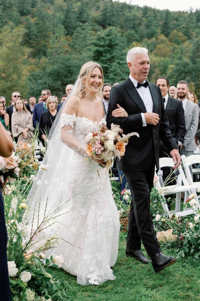 riverside farm vermont wedding in the fall with birds of a flower design