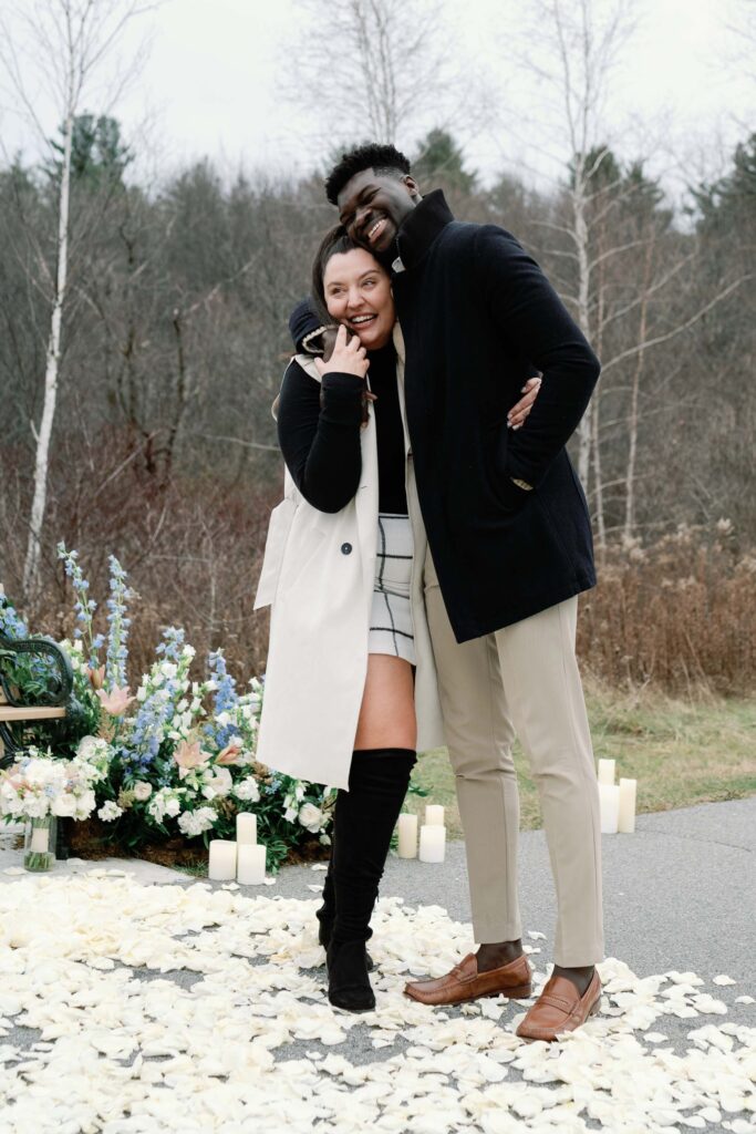 vermont surprise proposal with flowers by tipsy tulip designs