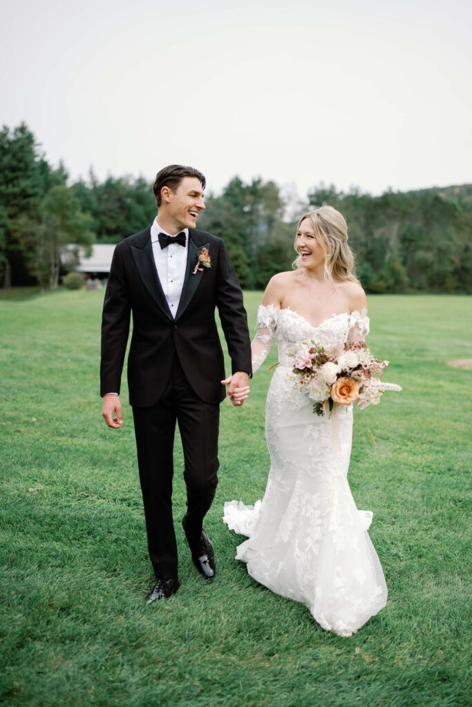 riverside farm vermont wedding in the fall with birds of a flower design