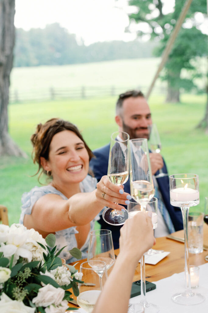 A black-tie Vermont wedding with a Nancy Meyers aesthetic at the historic Shelburne Museum Brick House reception tent