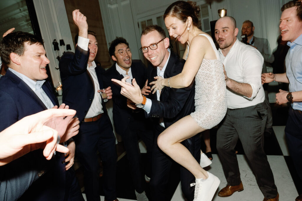 Cherry blossom dc wedding reception at Patterson mansion dancing bride and groom