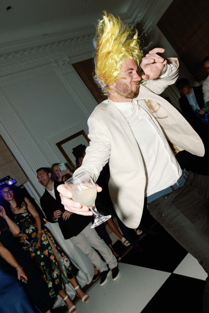 Cherry blossom dc wedding reception at Patterson mansion dancing in wigs