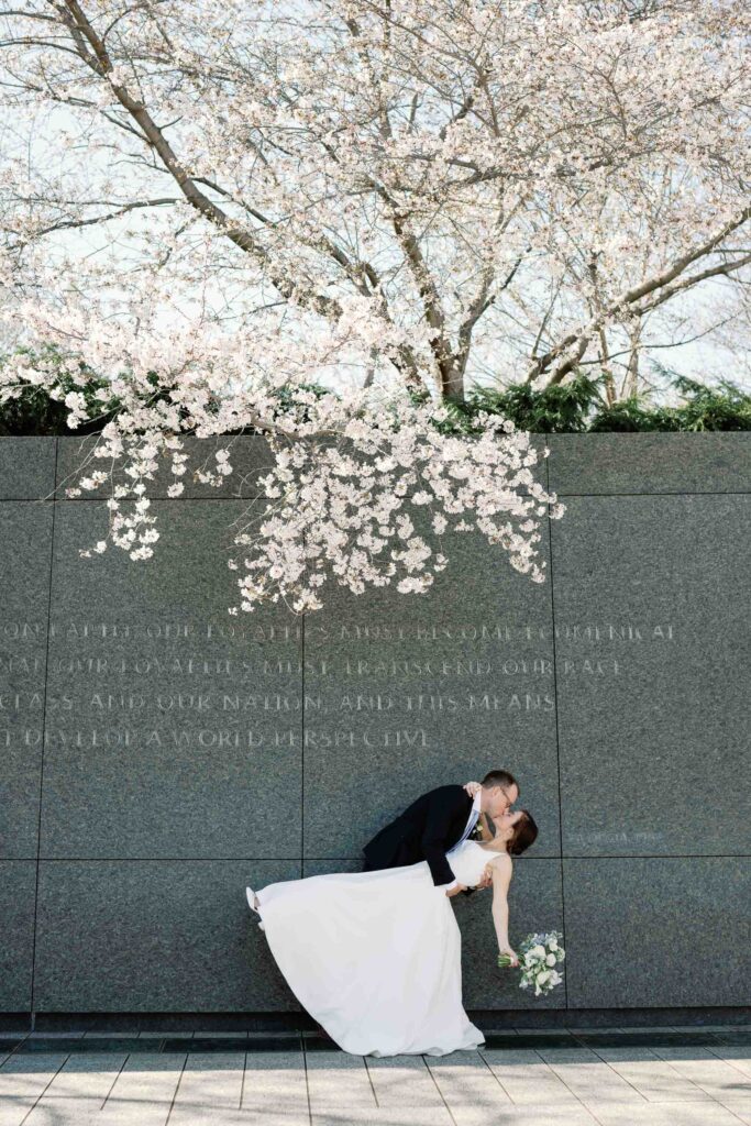 washington dc cherry blossoms wedding bride groom