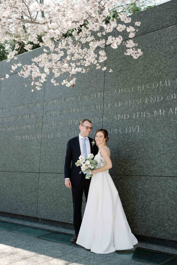 washington dc cherry blossoms wedding bride groom