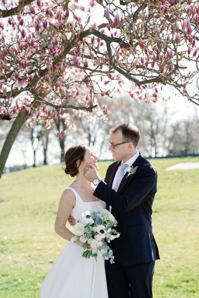 washington dc cherry blossoms wedding bride groom