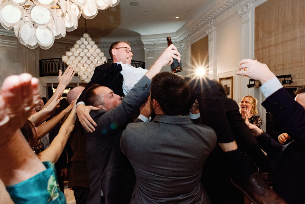 Cherry blossom dc wedding reception at Patterson mansion dancing bride and groom late night